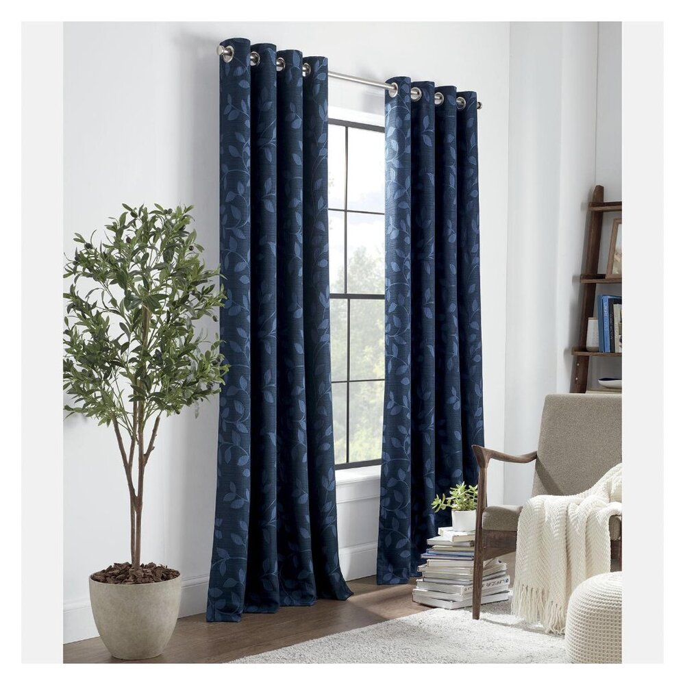 NEW Linden Street Grommet Light-Filtering Single Curtain Panel Indigo Blue 50x84
